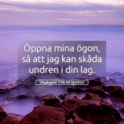 Picture 05 - Psaltaren 119:18 SV1917 - Öppna mina ögon, så att jag kan skåda undren - Bible Verse Picture