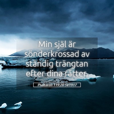 Picture 05 - Psaltaren 119:20 SV1917 - Min själ är sönderkrossad av ständig - Bible Verse Picture