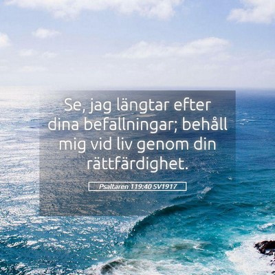 Picture 05 - Psaltaren 119:40 SV1917 - Se, jag längtar efter dina befallningar; behåll - Bible Verse Picture