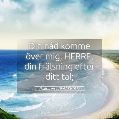 Picture 05 - Psaltaren 119:41 SV1917 - Din nåd komme över mig, HERRE, din frälsning - Bible Verse Picture
