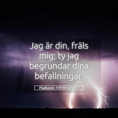 Picture 05 - Psaltaren 119:94 SV1917 - Jag är din, fräls mig; ty jag begrundar dina - Bible Verse Picture