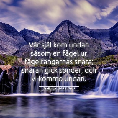 Picture 05 - Psaltaren 124:7 SV1917 - Vår själ kom undan såsom en fågel ur - Bible Verse Picture