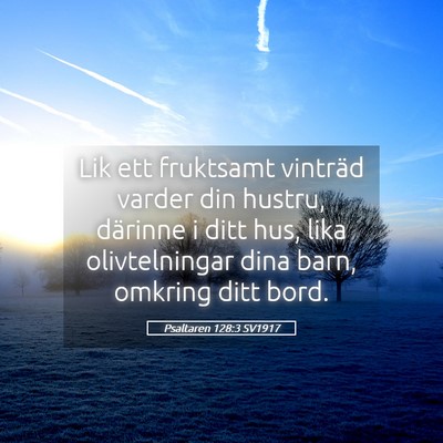 Picture 05 - Psaltaren 128:3 SV1917 - Lik ett fruktsamt vinträd varder din hustru, - Bible Verse Picture