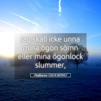 Picture 05 - Psaltaren 132:4 SV1917 - jag skall icke unna mina ögon sömn eller mina - Bible Verse Picture