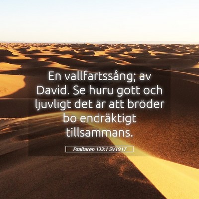 Picture 05 - Psaltaren 133:1 SV1917 - En vallfartssång; av David. Se huru gott och - Bible Verse Picture