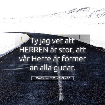 Picture 05 - Psaltaren 135:5 SV1917 - Ty jag vet att HERREN är stor, att vår Herre - Bible Verse Picture