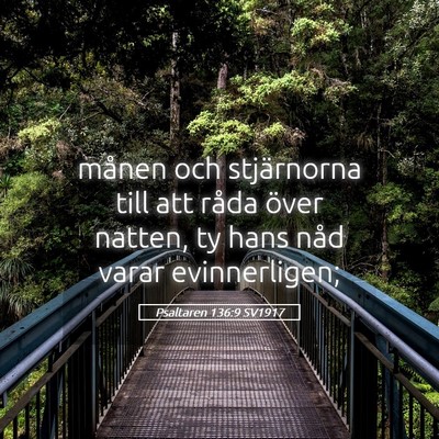 Picture 05 - Psaltaren 136:9 SV1917 - månen och stjärnorna till att råda över - Bible Verse Picture