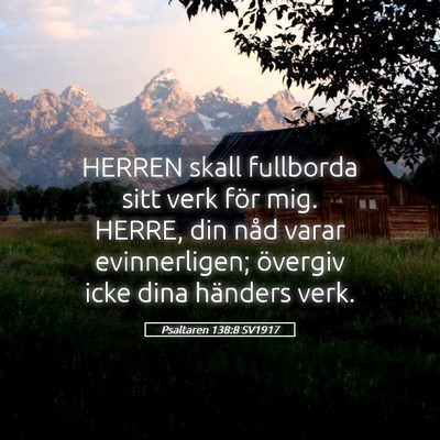 Picture 05 - Psaltaren 138:8 SV1917 - HERREN skall fullborda sitt verk för mig. HERRE, - Bible Verse Picture