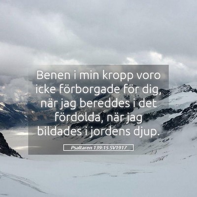 Picture 05 - Psaltaren 139:15 SV1917 - Benen i min kropp voro icke förborgade för dig, - Bible Verse Picture