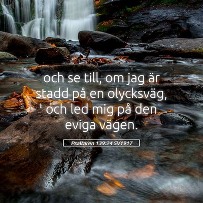 Picture 05 - Psaltaren 139:24 SV1917 - och se till, om jag är stadd på en olycksväg, - Bible Verse Picture