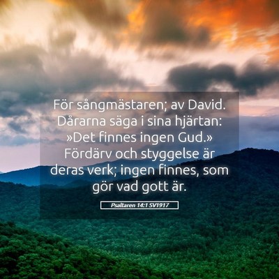 Picture 05 - Psaltaren 14:1 SV1917 - För sångmästaren; av David. Dårarna säga i - Bible Verse Picture