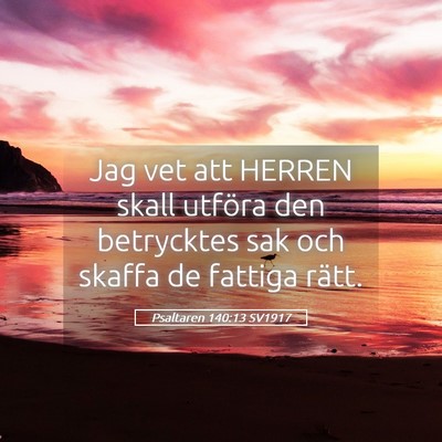 Picture 05 - Psaltaren 140:13 SV1917 - Jag vet att HERREN skall utföra den betrycktes - Bible Verse Picture