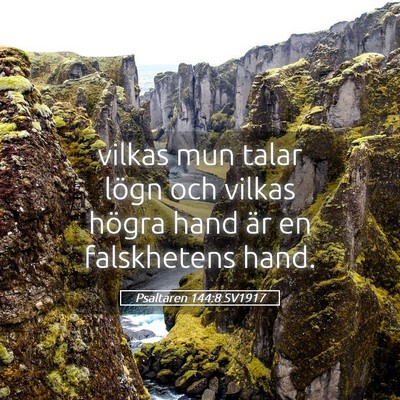 Picture 05 - Psaltaren 144:8 SV1917 - vilkas mun talar lögn och vilkas högra hand är - Bible Verse Picture