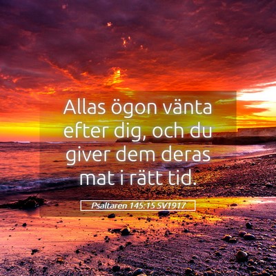 Picture 05 - Psaltaren 145:15 SV1917 - Allas ögon vänta efter dig, och du giver dem - Bible Verse Picture