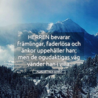 Picture 05 - Psaltaren 146:9 SV1917 - HERREN bevarar främlingar, faderlösa och änkor - Bible Verse Picture