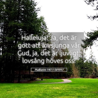 Picture 05 - Psaltaren 147:1 SV1917 - Halleluja! Ja, det är gott att lovsjunga vår - Bible Verse Picture