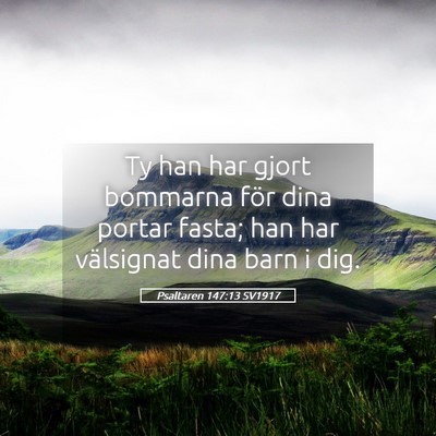 Picture 05 - Psaltaren 147:13 SV1917 - Ty han har gjort bommarna för dina portar fasta; - Bible Verse Picture