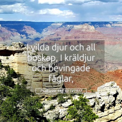 Picture 05 - Psaltaren 148:10 SV1917 - I vilda djur och all boskap, I kräldjur och - Bible Verse Picture