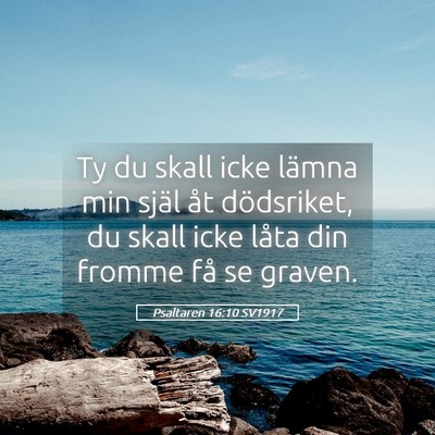Picture 05 - Psaltaren 16:10 SV1917 - Ty du skall icke lämna min själ åt dödsriket, - Bible Verse Picture