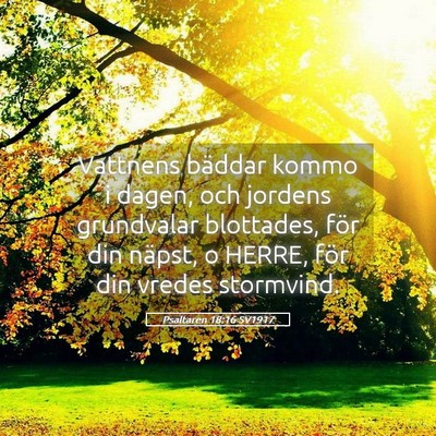 Picture 05 - Psaltaren 18:16 SV1917 - Vattnens bäddar kommo i dagen, och jordens - Bible Verse Picture