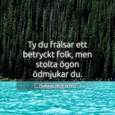 Picture 05 - Psaltaren 18:28 SV1917 - Ty du frälsar ett betryckt folk, men stolta - Bible Verse Picture
