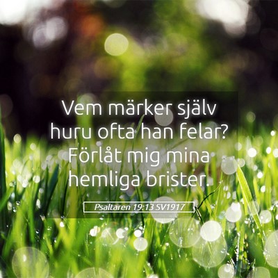 Picture 05 - Psaltaren 19:13 SV1917 - Vem märker själv huru ofta han felar? Förlåt - Bible Verse Picture