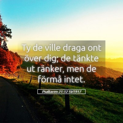 Picture 05 - Psaltaren 21:12 SV1917 - Ty de ville draga ont över dig; de tänkte ut - Bible Verse Picture