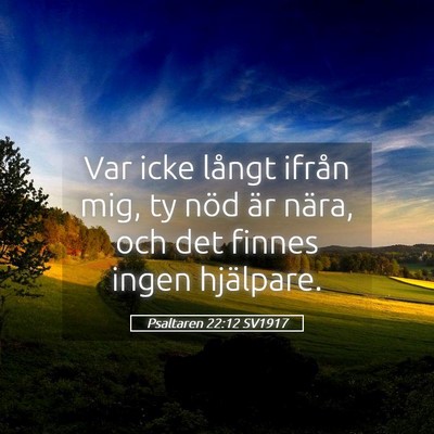Picture 05 - Psaltaren 22:12 SV1917 - Var icke långt ifrån mig, ty nöd är nära, - Bible Verse Picture