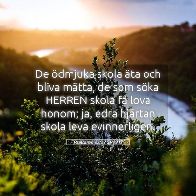 Picture 05 - Psaltaren 22:27 SV1917 - De ödmjuka skola äta och bliva mätta, de som - Bible Verse Picture
