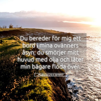 Picture 05 - Psaltaren 23:5 SV1917 - Du bereder för mig ett bord i mina ovänners - Bible Verse Picture