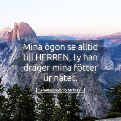 Picture 05 - Psaltaren 25:15 SV1917 - Mina ögon se alltid till HERREN, ty han drager - Bible Verse Picture