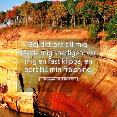 Picture 05 - Psaltaren 31:3 SV1917 - Böj ditt öra till mig, rädda mig snarligen; - Bible Verse Picture