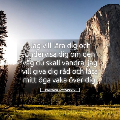 Picture 05 - Psaltaren 32:8 SV1917 - Jag vill lära dig och undervisa dig om den väg - Bible Verse Picture