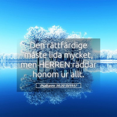 Picture 05 - Psaltaren 34:20 SV1917 - Den rättfärdige måste lida mycket, men HERREN - Bible Verse Picture