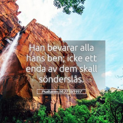 Picture 05 - Psaltaren 34:21 SV1917 - Han bevarar alla hans ben; icke ett enda av dem - Bible Verse Picture