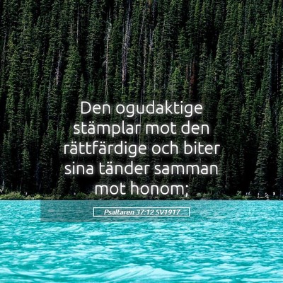 Picture 05 - Psaltaren 37:12 SV1917 - Den ogudaktige stämplar mot den rättfärdige - Bible Verse Picture