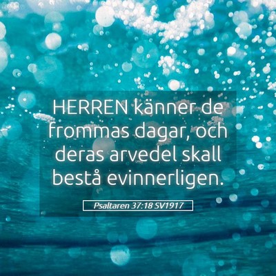 Picture 05 - Psaltaren 37:18 SV1917 - HERREN känner de frommas dagar, och deras - Bible Verse Picture