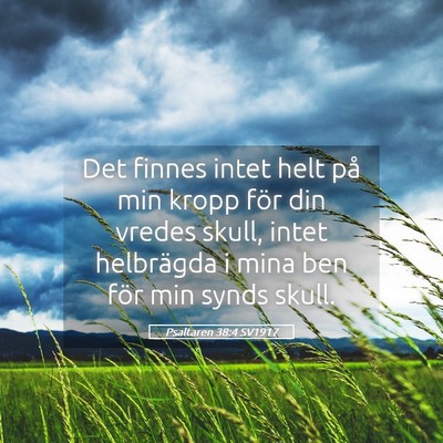 Picture 05 - Psaltaren 38:4 SV1917 - Det finnes intet helt på min kropp för din - Bible Verse Picture