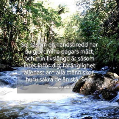 Picture 05 - Psaltaren 39:6 SV1917 - Se, såsom en handsbredd har du gjort mina dagars - Bible Verse Picture