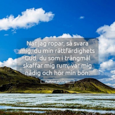 Picture 05 - Psaltaren 4:2 SV1917 - När jag ropar, så svara mig, du min - Bible Verse Picture