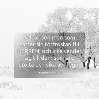 Picture 05 - Psaltaren 40:5 SV1917 - Säll är den man som sätter sin förtröstan - Bible Verse Picture