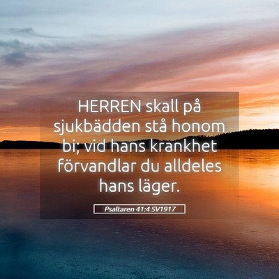 Picture 05 - Psaltaren 41:4 SV1917 - HERREN skall på sjukbädden stå honom bi; vid - Bible Verse Picture