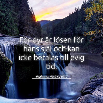 Picture 05 - Psaltaren 49:9 SV1917 - För dyr är lösen för hans själ och kan icke - Bible Verse Picture