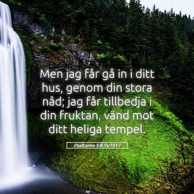 Picture 05 - Psaltaren 5:8 SV1917 - Men jag får gå in i ditt hus, genom din stora - Bible Verse Picture