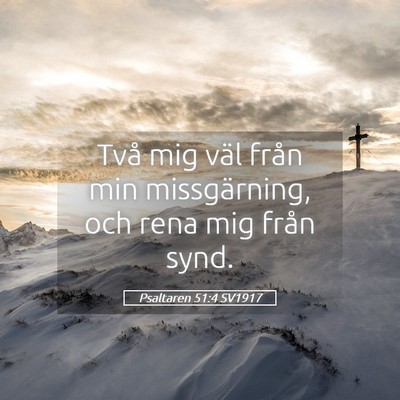 Picture 05 - Psaltaren 51:4 SV1917 - Två mig väl från min missgärning, och rena - Bible Verse Picture