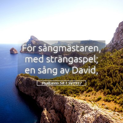 Picture 05 - Psaltaren 54:1 SV1917 - För sångmästaren, med strängaspel; en sång - Bible Verse Picture