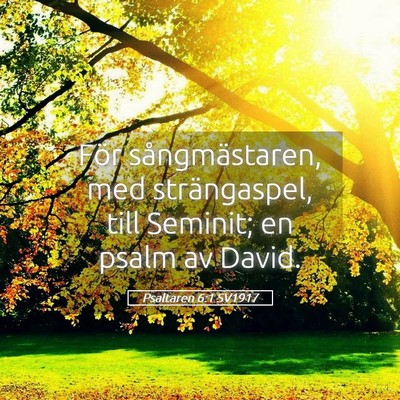 Picture 05 - Psaltaren 6:1 SV1917 - För sångmästaren, med strängaspel, till - Bible Verse Picture