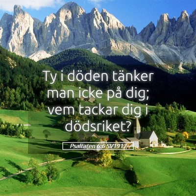Picture 05 - Psaltaren 6:6 SV1917 - Ty i döden tänker man icke på dig; vem tackar - Bible Verse Picture