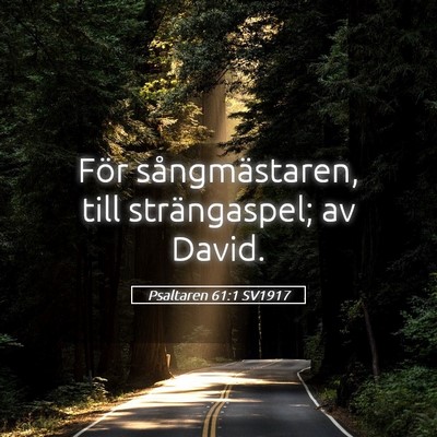 Picture 05 - Psaltaren 61:1 SV1917 - För sångmästaren, till strängaspel; av - Bible Verse Picture