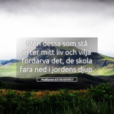 Picture 05 - Psaltaren 63:10 SV1917 - Men dessa som stå efter mitt liv och vilja - Bible Verse Picture